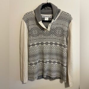 OBERMEYER- Fair Isle Nordic Snowflake Pullover Sweater merino Wool Blend size L